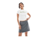 ASOS DESIGN Petite Tailored Mini Skirt with Splits in Grey