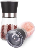 ASelected Salt and Pepper Grinder Set, Ceramic Glass Body (180ml)