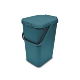 Addis 519354 Kitchen Recycling & General Storage bin 18 litres Stackable Food Waste Organiser Caddy with Clip lock lid & carrying Handle, Deep Teal Green