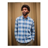 Afton Indigo Blue Long Sleeve Relaxed Fit Indigo Check Shirt