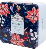 Ahmad Tea Christmas Selection Caddy – 40 Teabags Gift Tin – English Breakfast, Earl Grey, Cinnamon Haze & Chai Spice