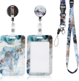 AiQInu Neck Badge Holder, Lanyard Badge Holder with Retractable Badge Reel Carabiner Clip and Detachable Hard Lanyard Strap for Bank Card, Key, ID Card
