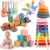 Aliex 6 in 1 Montessori Toys for Babies, Baby Toys Stacking Rings Blocks Wooden Shape Sorter Activity Cube Xylophone Gifts for Baby Boys Girls
