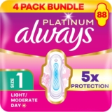 Always Platinum Size 1 Sanitary Pads With Wings Normal 22pk