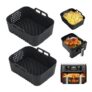 Alyvisun Silicone Air Fryer Liners, 2-Pack, Reusable, Non-Stick, Black