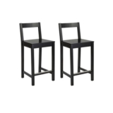 Amazon Basics 2 Black Wood Counter Stools with Backrest
