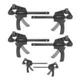 Amazon Basics 6 Piece Steel Spring Clamp Set, 2 Pieces 10.16 cm, 4 Piece 15.24 cm, Black, Grey