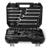 Amazon Basics 82-Piece Socket Set with Ratchets, Extenders & Bits – Includes Storage Case