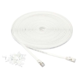 Amazon Basics Flat Cat 7 Ethernet Cable – 15.2 m, 600MHz, Shielded, Snagless, with Nails for Easy Installation, White