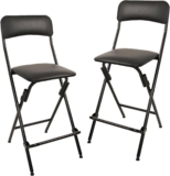Amazon Basics Folding Stool with Footrest, 136.1 kg Weight Capacity, 61 cm Height, Black, Set of 2