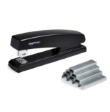 Amazon Basics Stapler with 1000 Staples, 25 sheet capacity, anti-slip rubber base, Home, Office, Black
