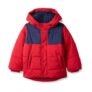 Amazon Essentials Boys Hooded Puffer Jacket, Navy/Red Colour-Block, 2 Years