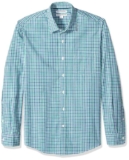 Amazon Essentials Mens Regular-Fit Long-Sleeve Casual Poplin Shirt 100% Cotton – Blue Green Gingham – S