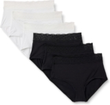 Amazon Essentials Womens Peached Microfibre with Lace Trim Full Brief Knicker