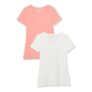 Amazon Essentials Womens Short-Sleeve T-Shirt (Peach & White,,v Neck L,,)