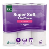 Amazon Super Soft Toilet Tissue, 3-ply, 9 Rolls, 200 Sheets per Roll – £3.48 / £3.29 S&S