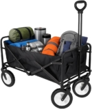 Amig – Folding Garden Cart Waterproof Oxford Fabric 360º 20cm Wheels Telescopic Handle Max Load 100kg Ideal for Beach, Garden, Camping Black color 74 x 54 x 101 cm Steel