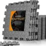 Amonax Gym Flooring Mats, Eva Foam Exercise Mat, 60cm X 60cm Large Interlocking Floor Mats, Thick Heavy Duty Garage Floor Tiles Exercise Equipment Mat, Puzzle Floor Mats (Grey I 16 Tiles (64 Sq Ft))