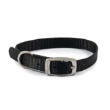 Ancol Viva Lightweight Dog Collar with Reflective Stitching – Black – Durable Weatherproof – 26-31cm / Size 2 – XS
