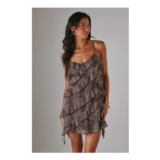 Animal Warehouse Chiffon Ruffle Strappy Mini Dress