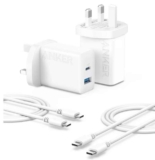 Anker USB C Plug 2-Pack 20W Dual Port Fast Charger Plug (2-Pack Cables Included) With code Sold BY Anker