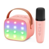 Ankuka Mini Karaoke Machine with Voice Changer (Pink)