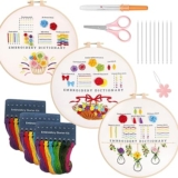 Antsparty Embroidery Stitch Practice Kit, 3 Sets Beginner Embroidery Kits with Detailed Instructions and Embroidery Material Package, Learn Embroidery Skills for Adults Kids