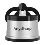 AnySharp Knife Sharpener, PowerGrip Suction, Sharpens All Knives, Silver