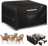 Aoretic Outdoor Garden Furniture Covers Waterproof 150x150x74CM Garden Table Cover Waterproof with Air Vent Squarefor Round Patio Bistro Set Rattan Sofa Chairs Outside Seating 420D Oxford Fabric