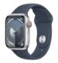Apple Watch Series 9 – GPS Cellular 45mm Silver Aluminium Case with Storm Blue Sport Band – S/M