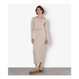 Apricot Stone Cable Knitted Maxi Skirt