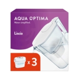 Aqua Optima Liscia Water Filter Jug & 3 Evolve Filter Cartridges 2.5L White – Fridge & Dishwasher Friendly, Easy Fill – Reduces Limescale, Chlorine & Other Impurities – By LAICA (Packaging May Vary)
