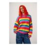 Areum – Cotton Bubble Hem Knitted Jumper in Rainbow Stripe