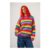 Areum – Cotton Bubble Hem Knitted Jumper in Rainbow Stripe