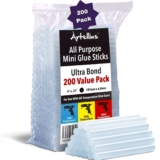 Artellius 7mm Hot Glue Sticks – for Arts, Craft, Home & School – Hot Glue Gun Sticks Multipack – Paper, Ceramic, Home Decoration, DIY (200 Pack)
