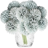 Artificial Flowers for Graves 12 Pieces Fake Ball Flower Dandelion Simulation Bouquets Bridal Bouquet Suitable for Family Gathering Wedding Decoration Blue 1604