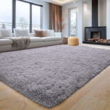 Aspire Homeware Rugs Living Room 120 x 170 – Grey Fluffy Area Rugs for Bedroom Super Soft Large Modern Shaggy Rug Non Slip Thick Pile