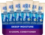 Aussie Deeep Moisture Vegan Hair Conditioner – For Very Dry, Thick and Curly Hair – With Avocado Oil, Jojoba Oil and Macadamia Nut Oil, 6 units x 200 ml