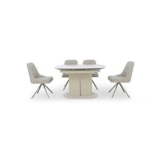 Avorio Swivel Extending Dining Table and 4 Swivel Dining Chairs Set