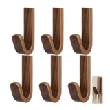 BAGUBDR 6Pcs Wooden Wall Hooks for Coat and Key Holder