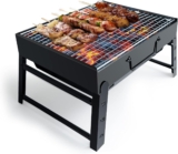 BBQ Barbecue Grill, Portable Folding Charcoal Barbecue Desk Tabletop Outdoor Stainless Steel Smoker BBQ for Picnic Garden Terrace Camping Travel 15.35×11.41×2.95 (Black)