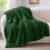 BEDELITE Fluffy Fleece Throw Blanket, Striped Decorative Soft Warm Gift for Sofa Bed Couch, Twin Size, Dark Green