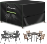 BEEWAY Garden Furniture Cover With Air Vent, Waterproof Patio Rattan Sofa Table Chair Set Cover – 420D Oxford Fabric, Windproof – 150x150x72cm