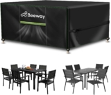 BEEWAY Garden Furniture Cover With Air Vent, Waterproof Patio Rattan Sofa Table Chair Set Cover – 420D Oxford Fabric, Windproof – 170x94x72cm
