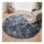 BEIMO round Plush Rug 120cm, Tie-Dye Faux Fur, Black/Gray