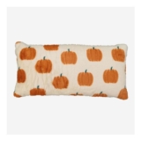 BELLA LUX White & Orange Faux Fur Pumpkin Pattern Cushion 89x43cm
