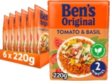 BENS ORIGINAL Tomato and Basil Microwave Rice, Bulk Multipack 6 x 220g pouches
