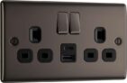 BG Electrical 12W Double Switched Power Wall Plug Socket with USB A and USB C