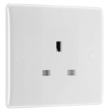 BG Electrical Single Unswitched Power Plug Wall Socket, Round Edge, Nexus 800 Series, White Moulded, 13A, 823