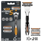 BIC Hybrid 5 Flex Refillable Mens Razor Kit, Handle and Nano-Tech Titanium 5-Blade Refills – Box of 12 (S&S £3.95)